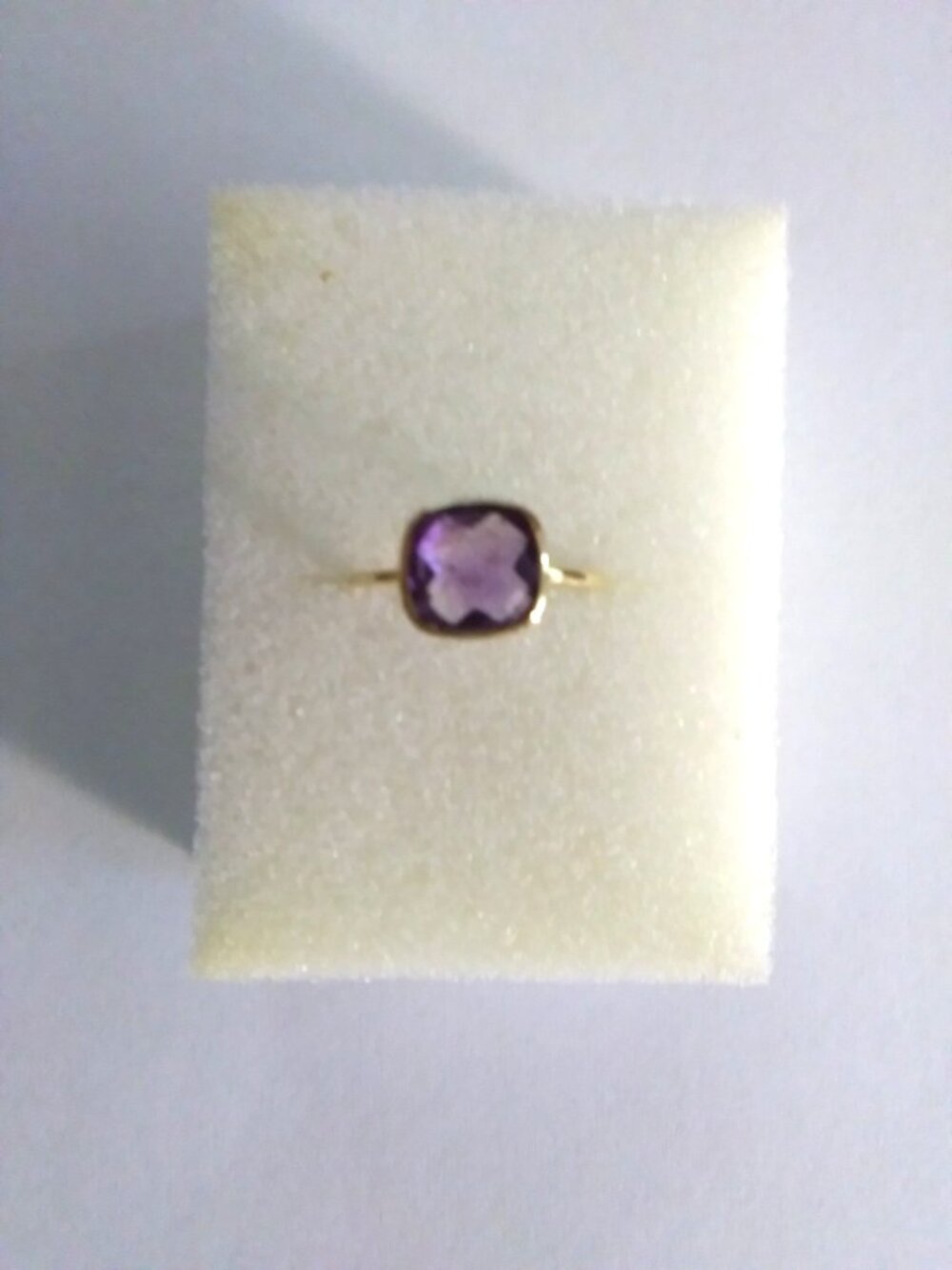 Amethyst Solitaire Yellow Gold Over Silver Ring